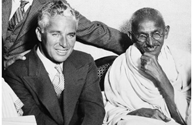 Mahatma Gandhi with Charlie Chaplin