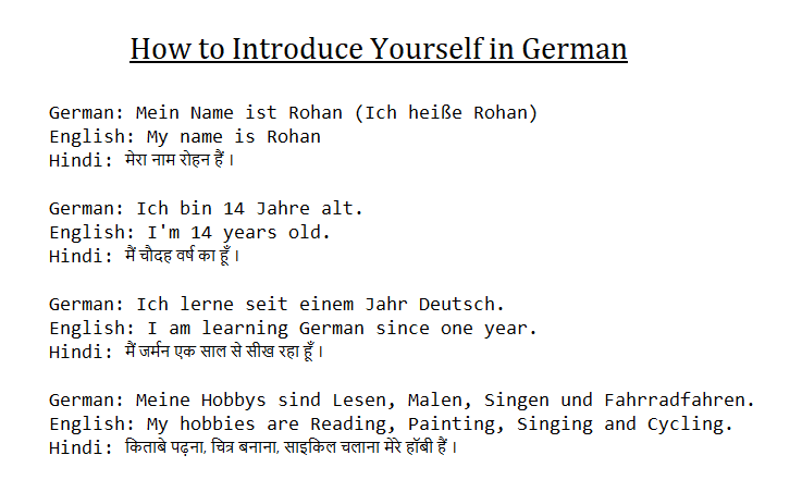 introducing oneself in German